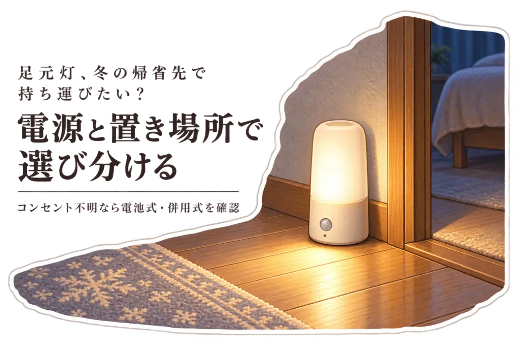冬の帰省に足元灯を持ち運ぶなら？コンセント式・電池式・USB式をまぶしさと設置場所で選ぶ